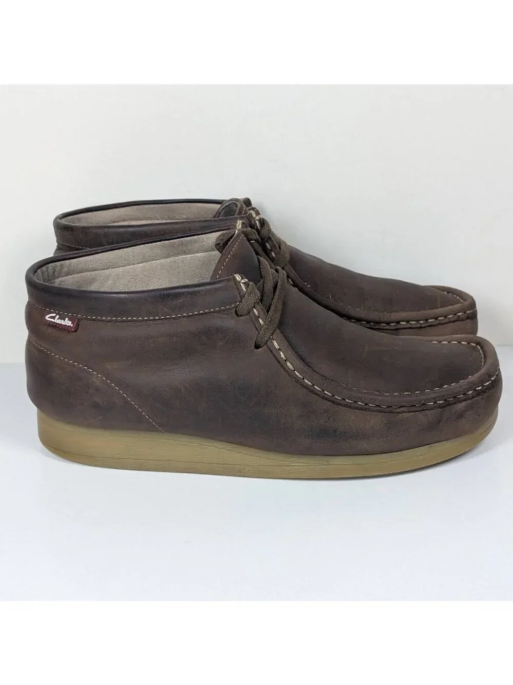 Clarks Beeswax Brown Leather Crepe Sole Desert Chukka Boots Mens Size 9 Lace Up